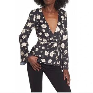 L'academie The Eliot Floral Wrap Blouse Top